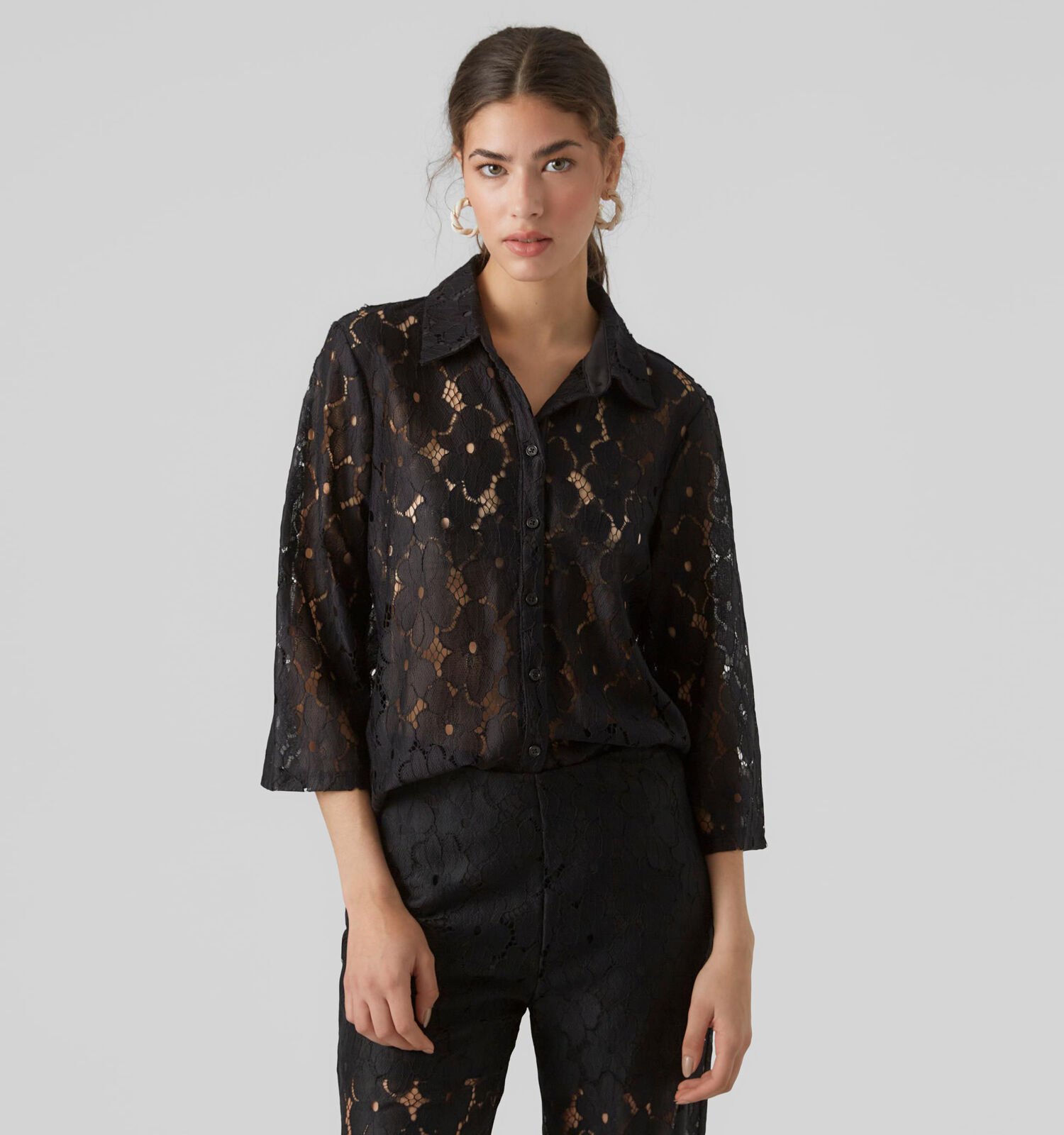 Vero Moda Seja Zwart Kanten hemd Dames Blouses Online op TORFS.BE