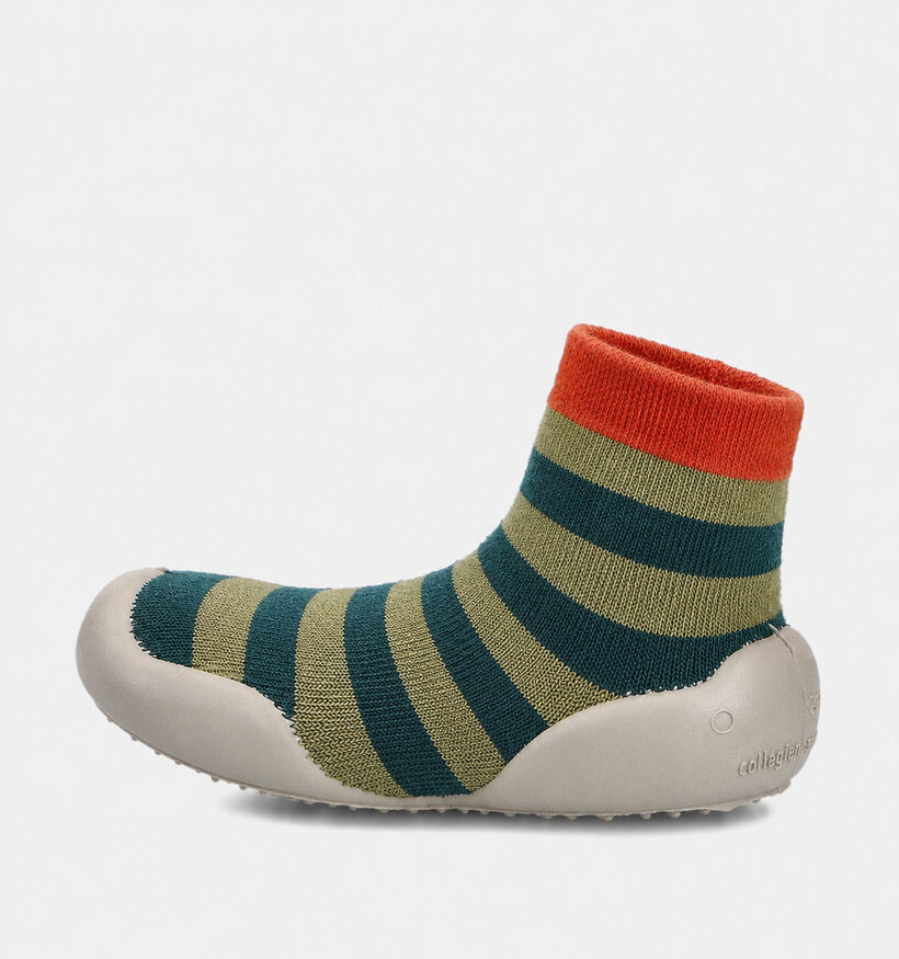 Coll&eacute;gien Pantoufles ferm&eacute;es en Vert kaki pour filles, gar&ccedil;ons (364990) - pour semelles orthop&eacute;diques