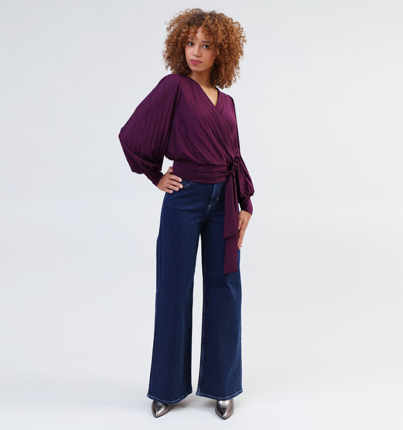 Vila Luxi Plissé Wrap Blouse en Bordeaux pour femmes (332524)