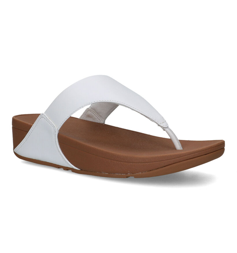 FitFlop Lulu Leather Toepost Witte Teenslippers voor dames (320463)