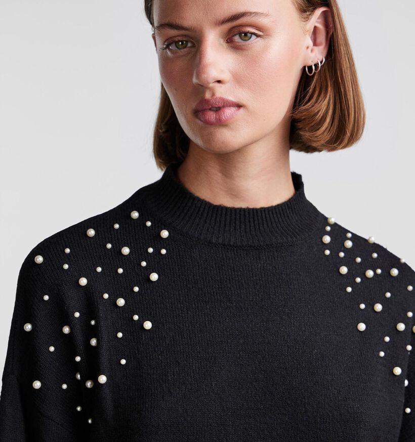 Pieces Pearla Zwarte Trui met parels voor dames (333228)