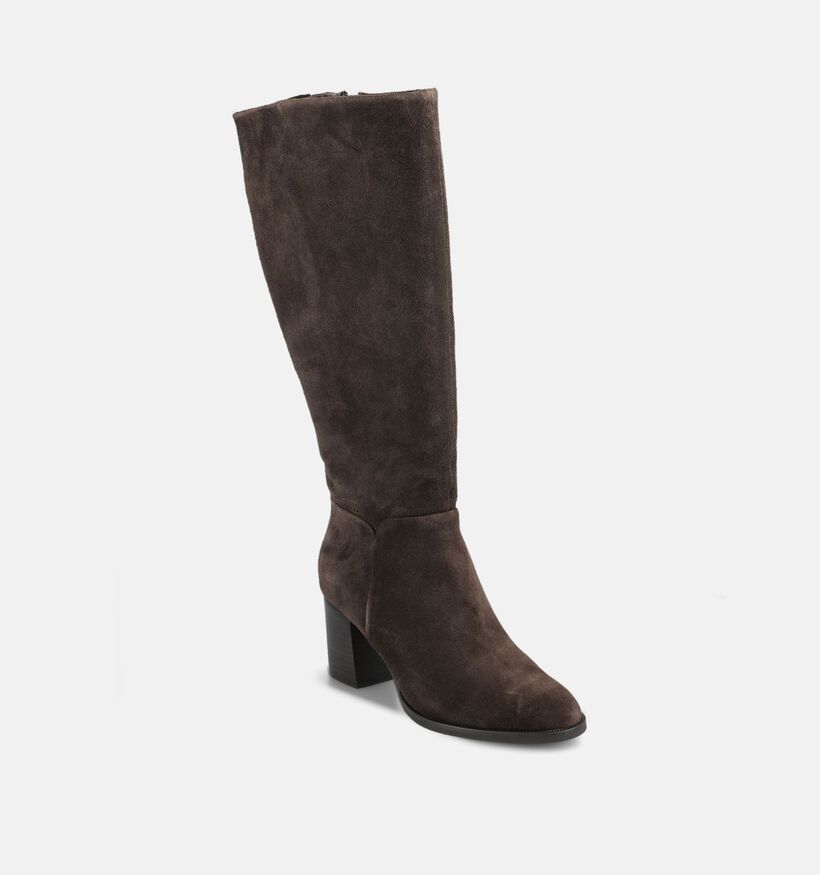 Poelman Bruine Lange Laarzen met Lage Hak voor dames (376084)