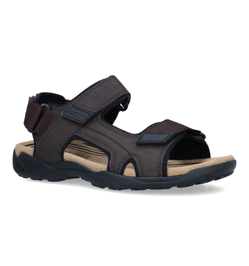 Geox Terreno Grip Bruine Sandalen in kunstleer (326735)