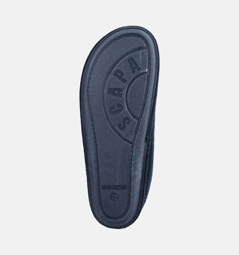 Scapa Pantoufles ouvertes en Bleu fonc&eacute; pour hommes (381024) - pour semelles orthop&eacute;diques