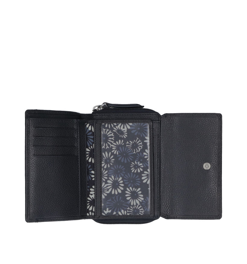 Euro-Leather Porte-monnaie zippé en Noir pour femmes (353534)