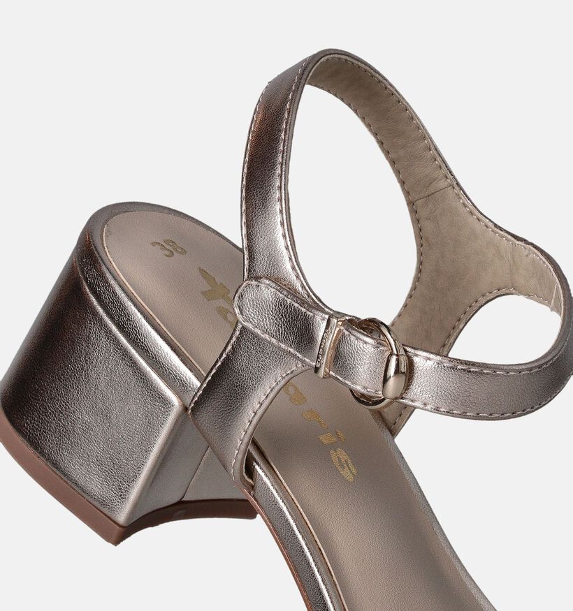 Tamaris Sandales avec talon carré en Or pour femmes (354553)