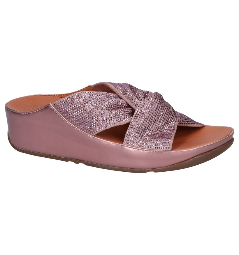 Roze Slippers FitFlop Crystal in stof (240187)