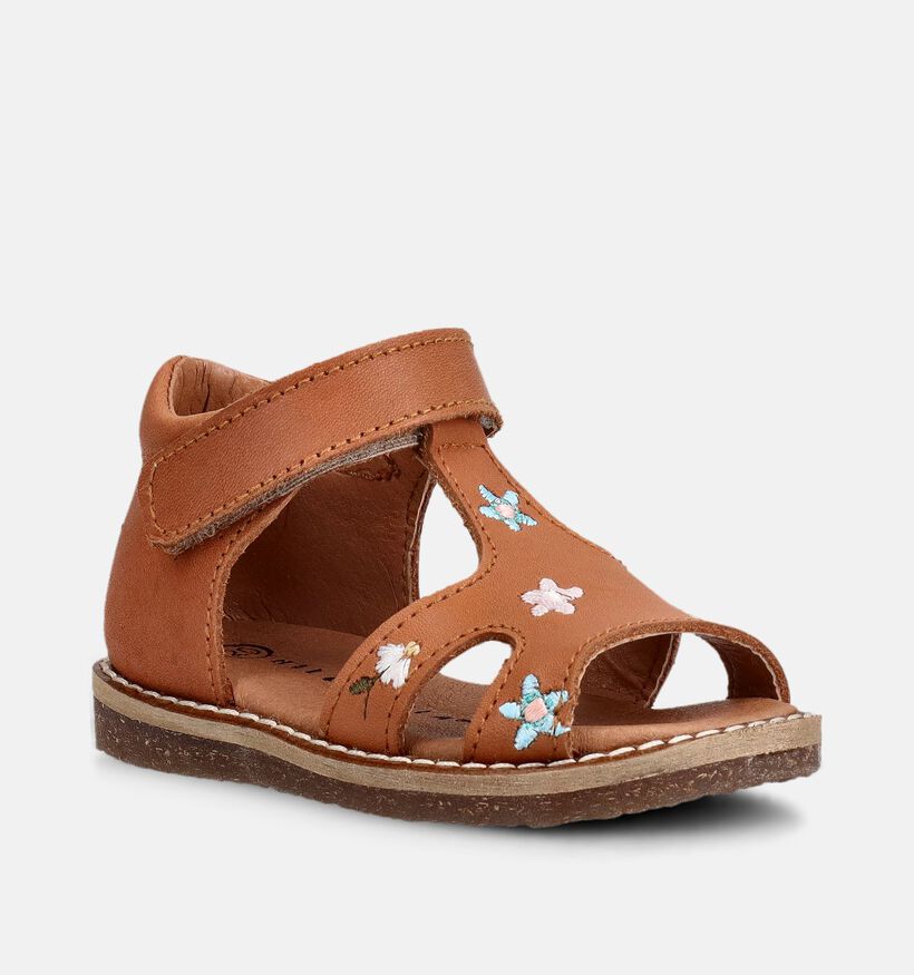 Milo & Mila Flowers Cognac Babysandalen voor meisjes (372549)