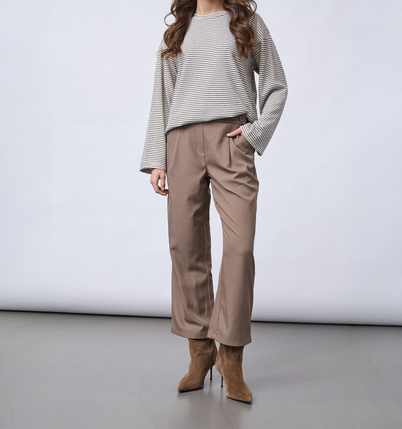 Sisters Point Viksa Pantalon classiques en Beige fonc&eacute; pour femmes (384434)