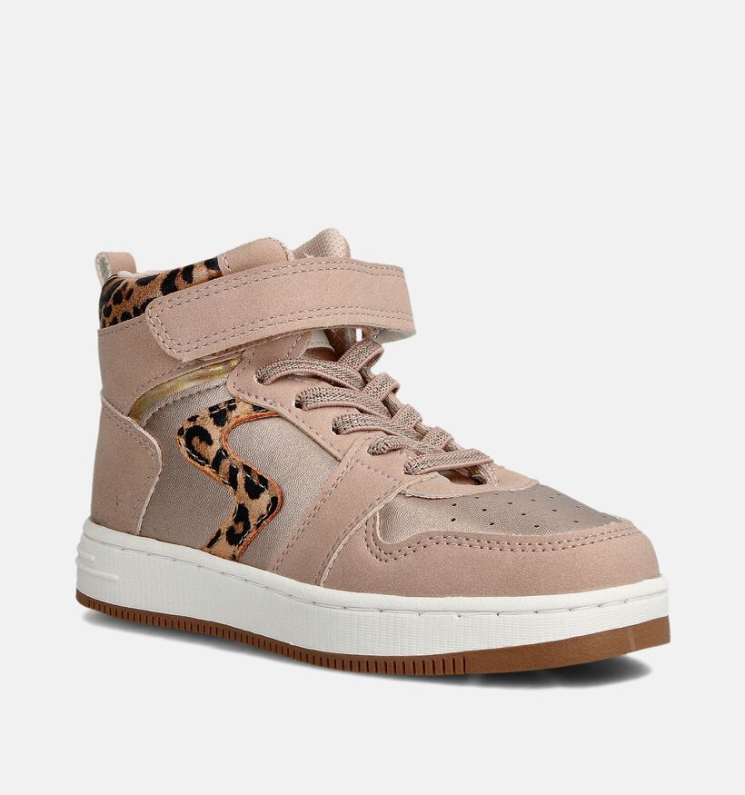 Milo & Mila Baskets hautes Leopard en Rose pour filles (379103)