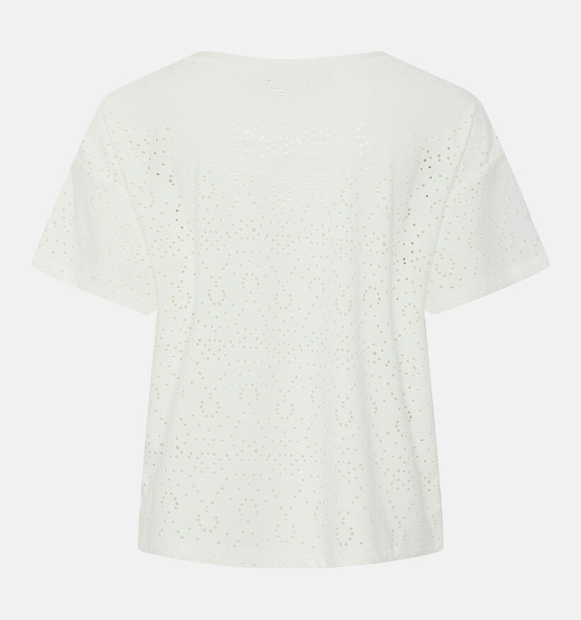 Pieces Abby Witte T-shirt Broderie Anglaise voor dames (351134)
