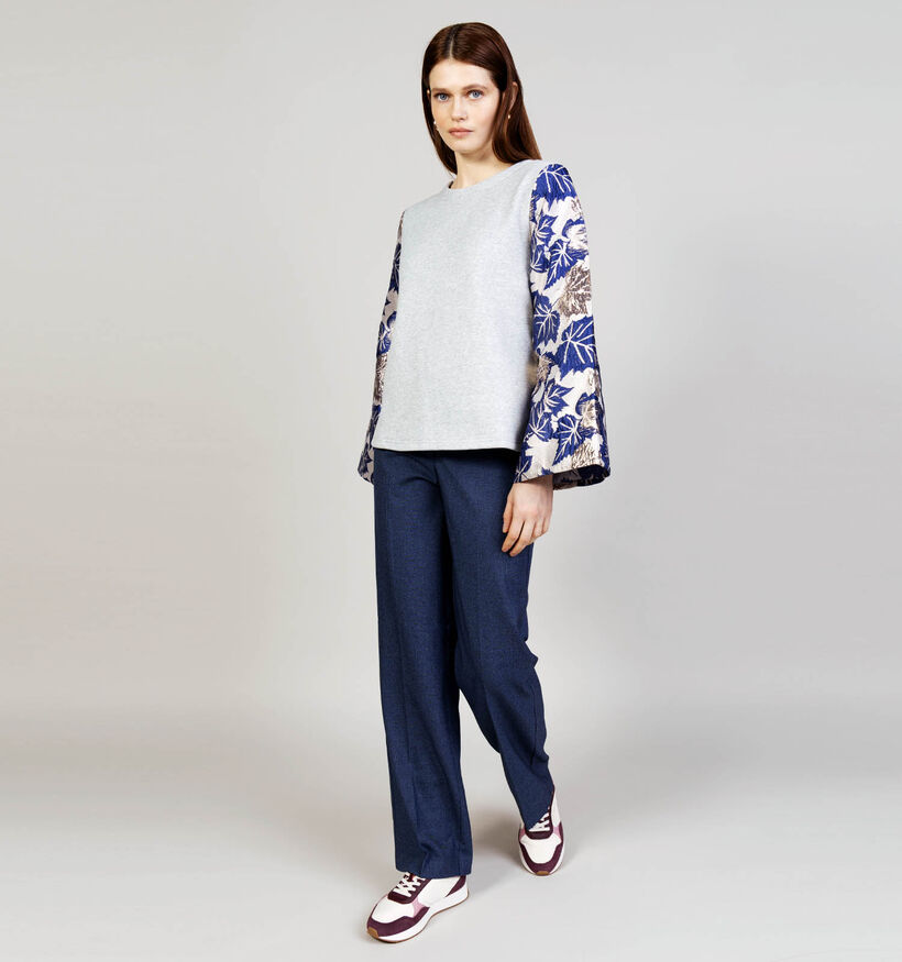 JDY Violet Grijze Sweater met Jacquard Mouwen voor dames (369181)