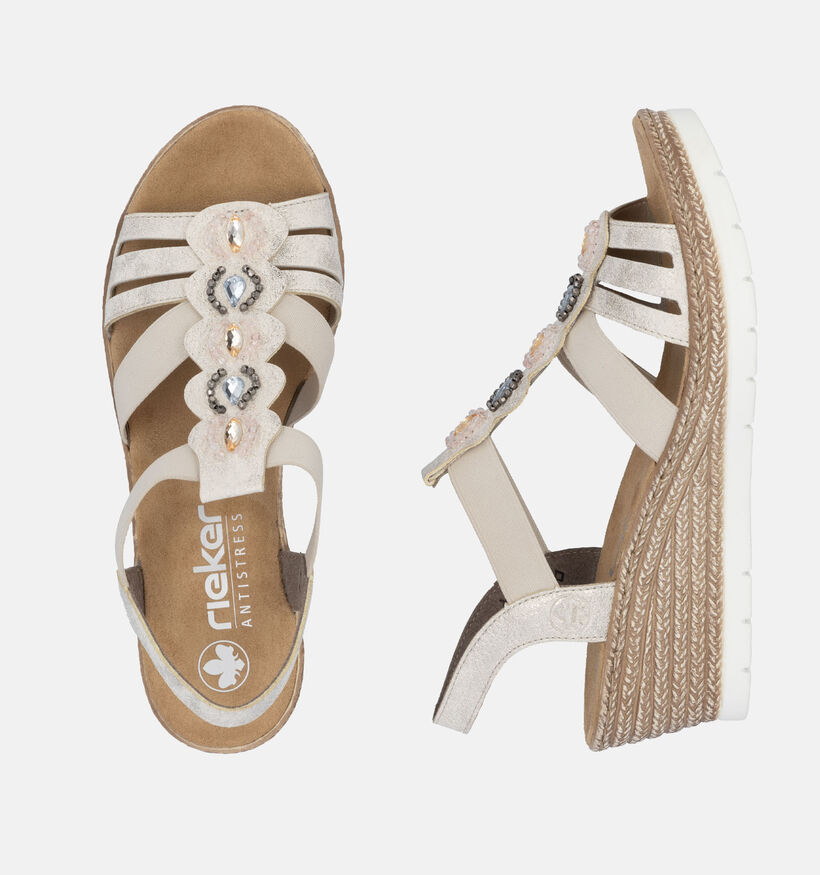 Rieker Beige Sandalen met sleehak voor dames (354942)