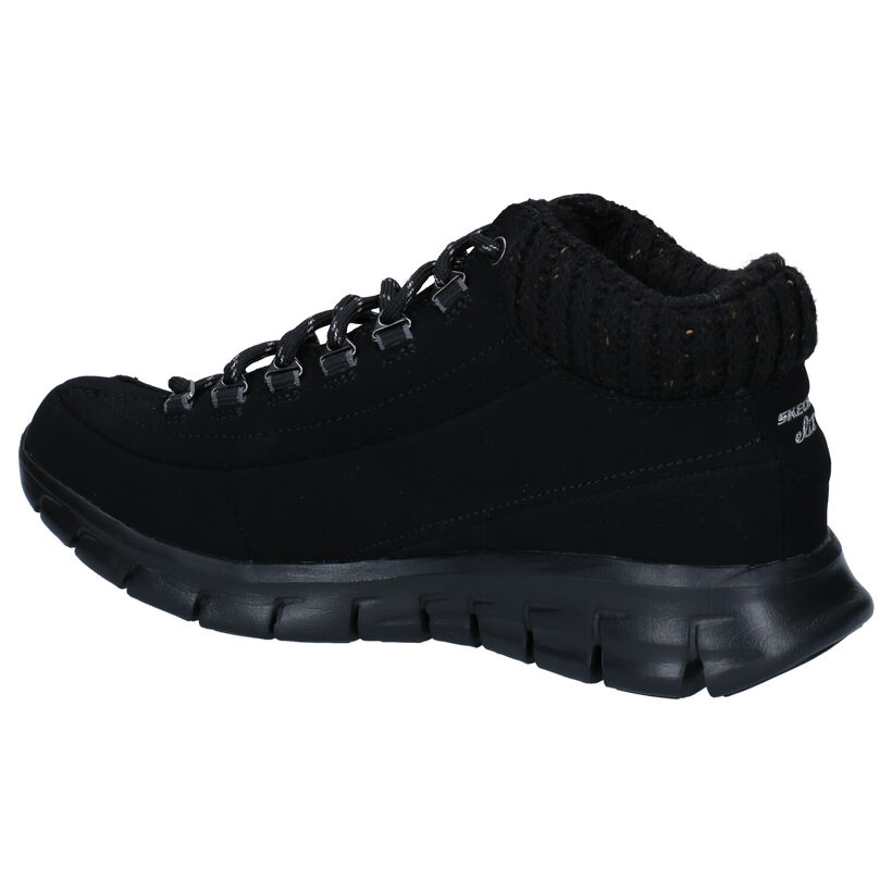 Skechers Synergy Winter Nights Zwarte Wandelschoenen in kunstleer (295604)