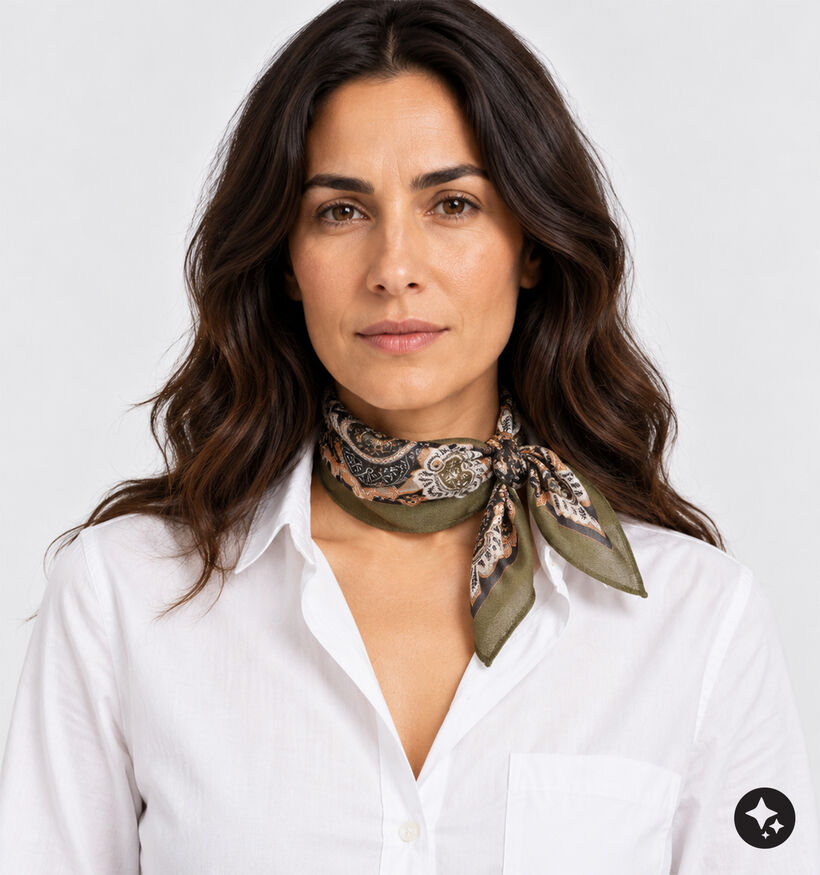 Via Limone Kakigroene Sjaal Paisley voor dames (382725)