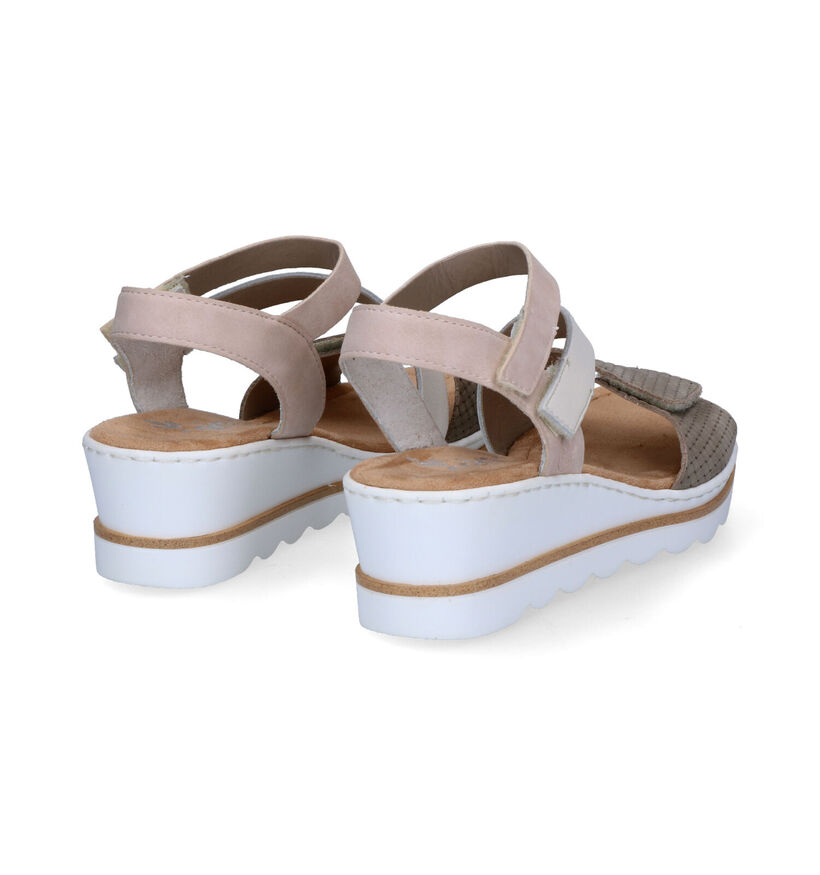 Rieker Witte/Gouden Sandalen met sleehak voor dames (339088)
