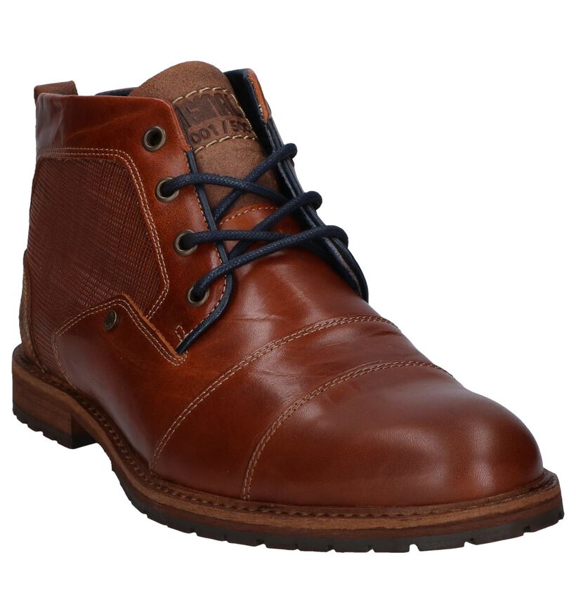 Cognac Rits/Veterboots Bullboxer in leer (252793)