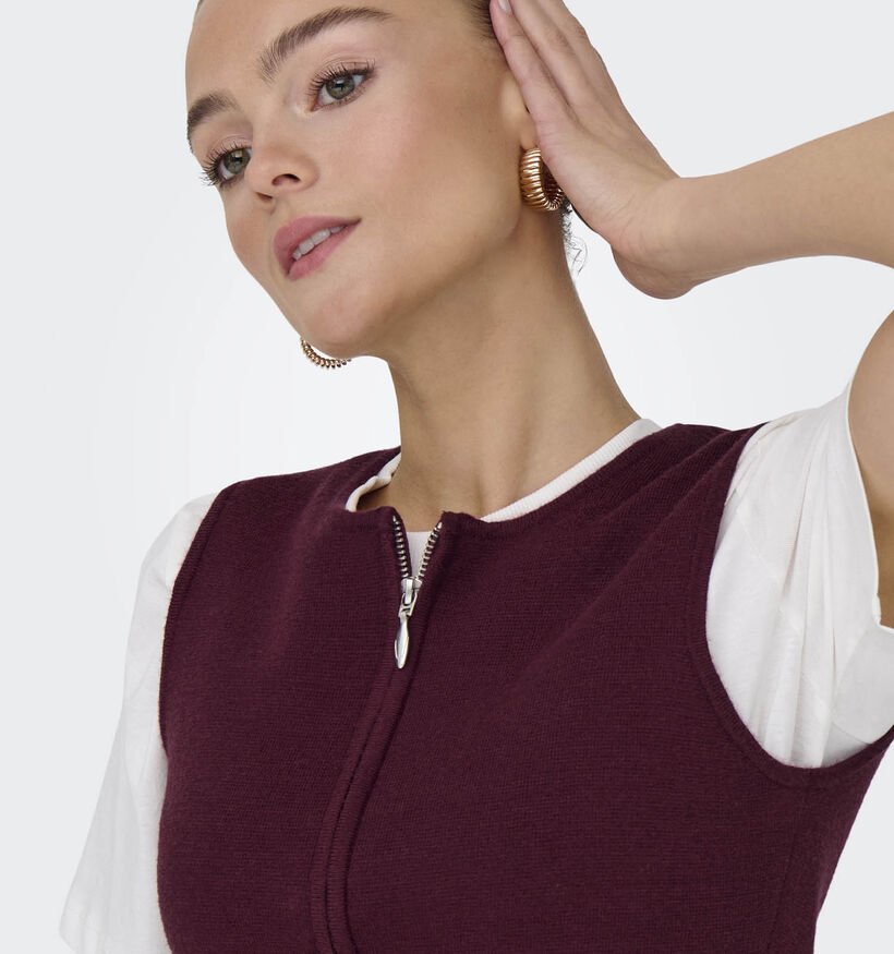 JDY Riley Zip Débardeur en Bordeaux pour femmes (362433)