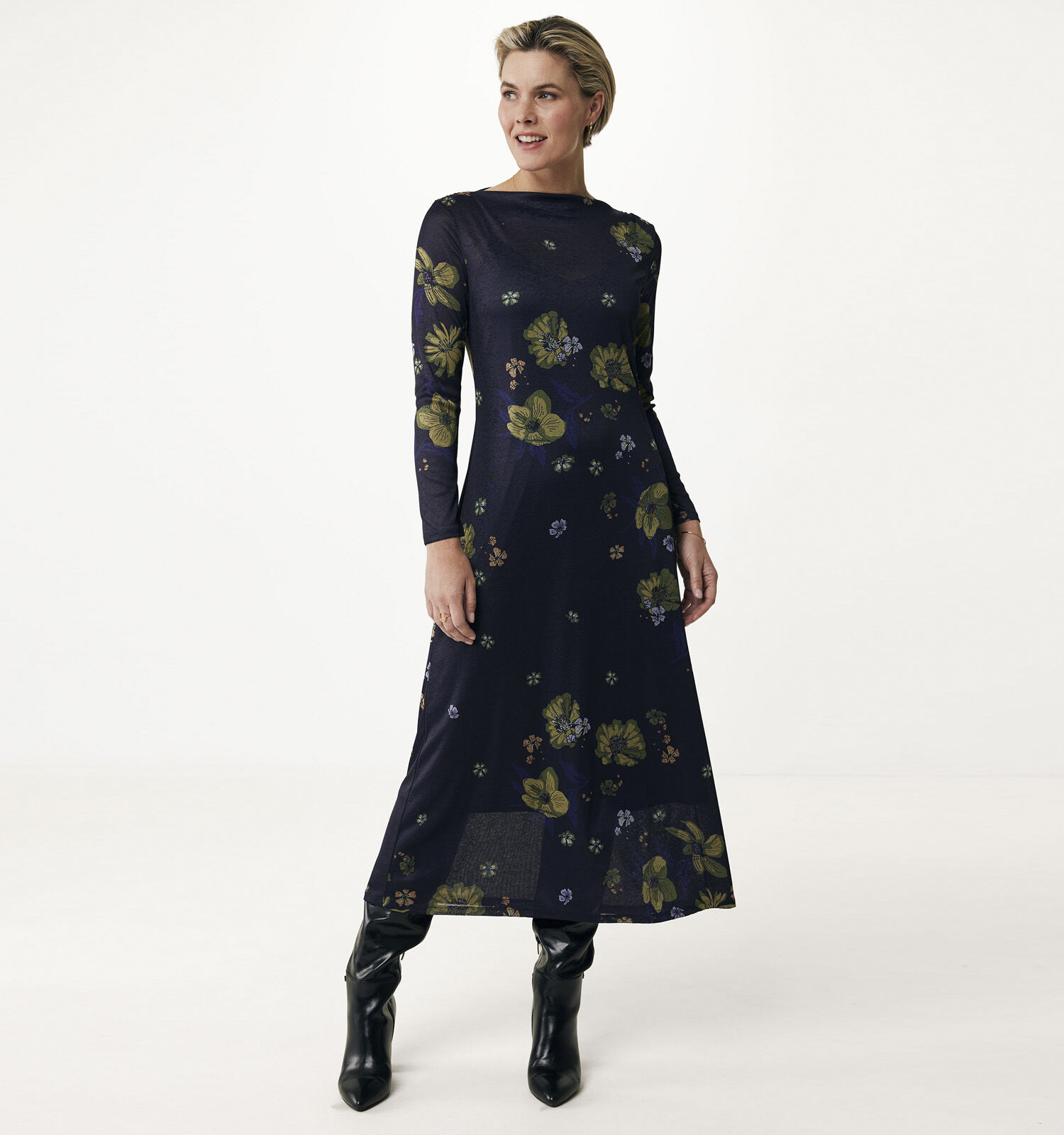 Mexx Blauwe Gebreide lange jurk Dames Kleedjes Online op TORFS.BE