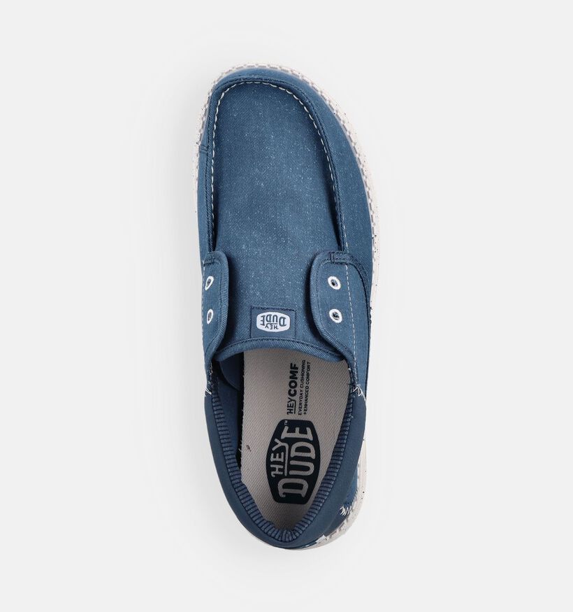 HEYDUDE Wally Cru Stretch Chaussures &agrave; enfiler en Bleu pour hommes (370093) - pour semelles orthop&eacute;diques