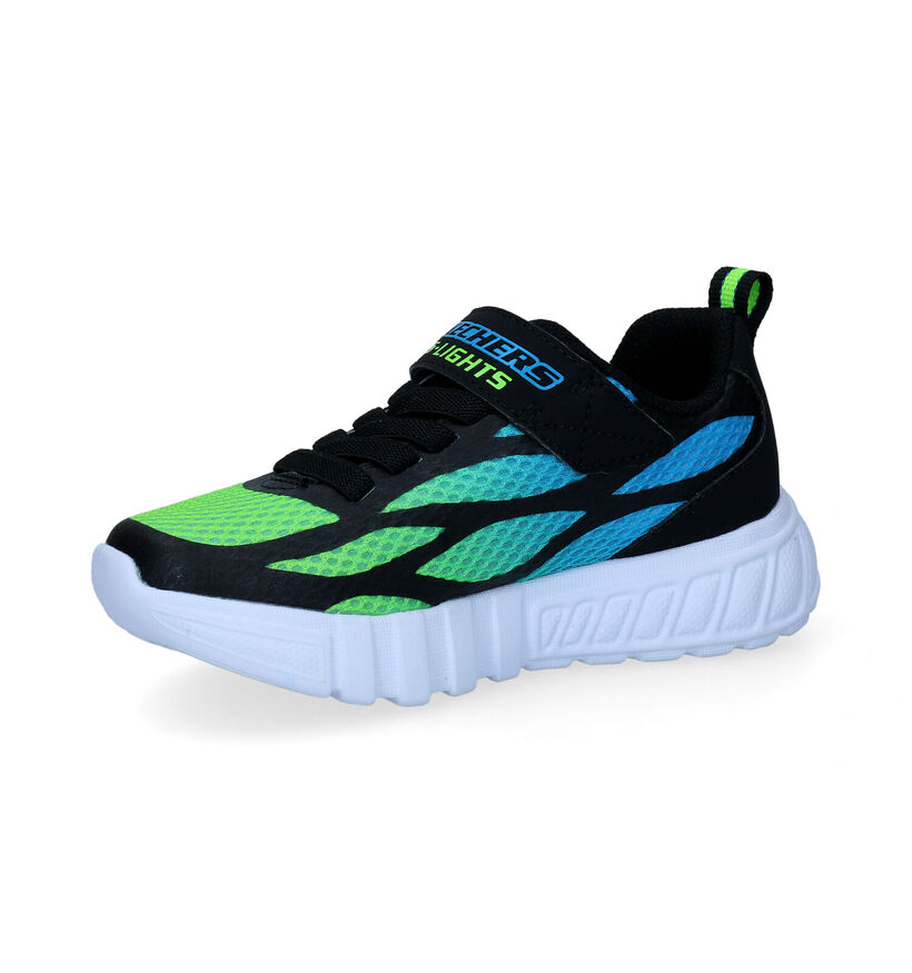 Skechers Flex-Glow Zwarte Sneakers in kunstleer (295074)