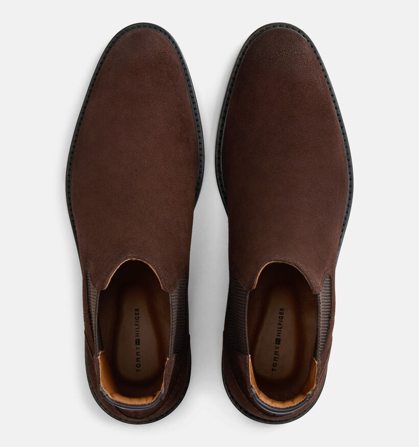 Tommy Hilfiger Corporate Dressy Suede Bottines Chelsea en Brun fonc&eacute; pour hommes (378160)