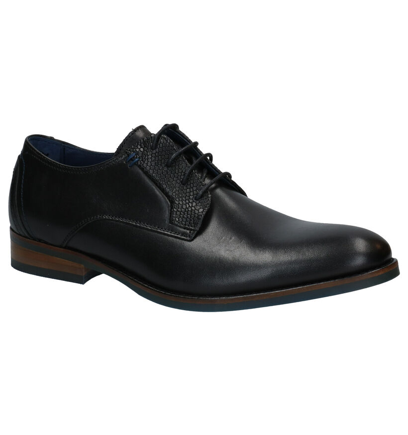 Via Borgo Humerto Chaussures Habillées en Noir en cuir (282092)