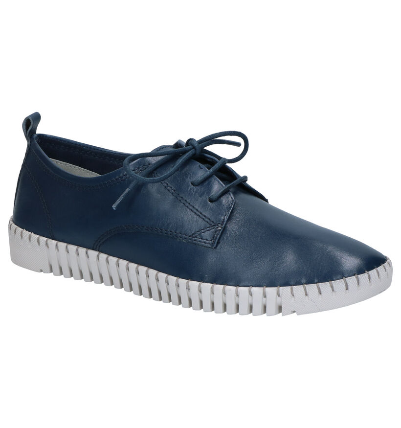 Marco Tozzi Chaussures à lacets en Bleu foncé en cuir (270715)