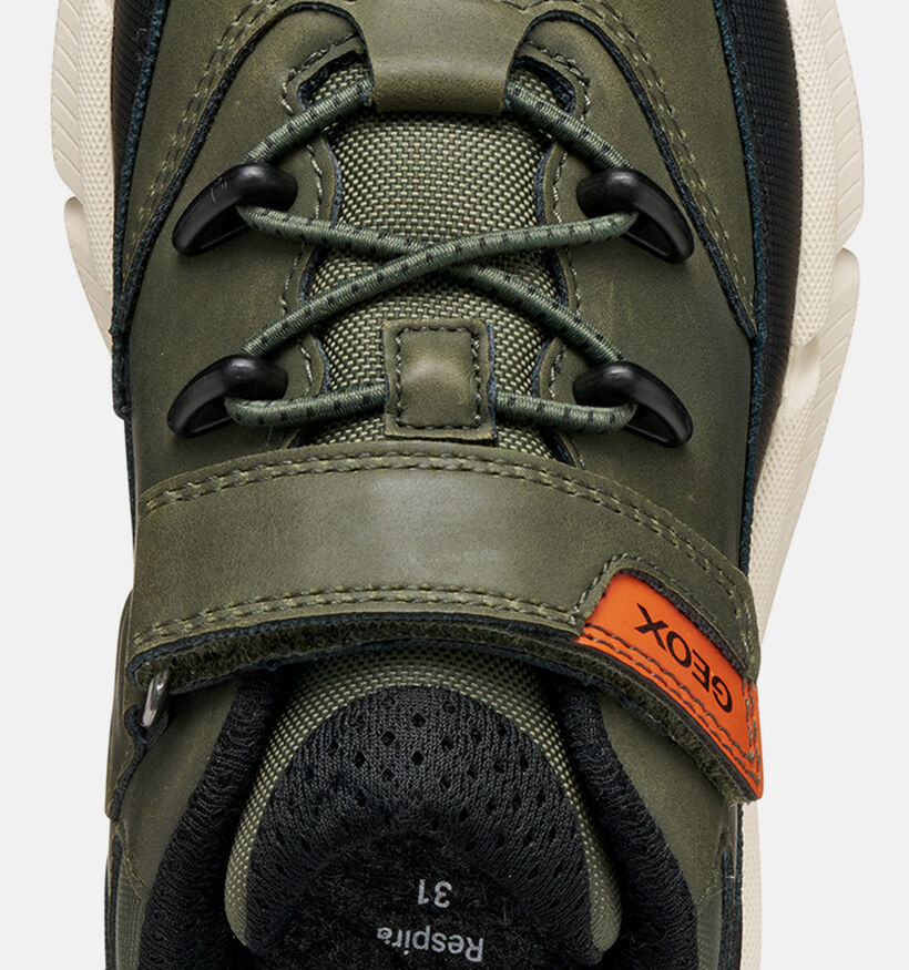 Geox Flexyper Baskets basses en Vert kaki pour gar&ccedil;ons (376240) - pour semelles orthop&eacute;diques