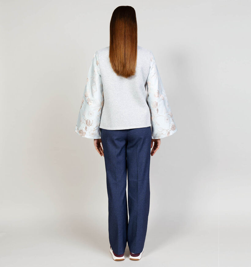 JDY Violet Grijze Sweater met Jacquard Mouwen voor dames (369182)