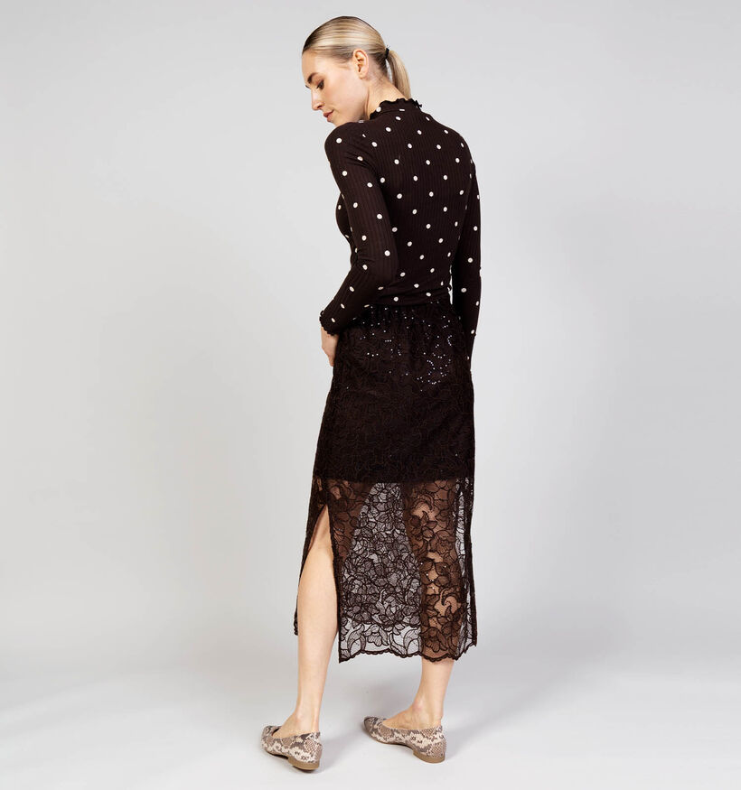 JDY Fransiska Donkerbruine T-shirt met Lange Mouwen voor dames (375092)