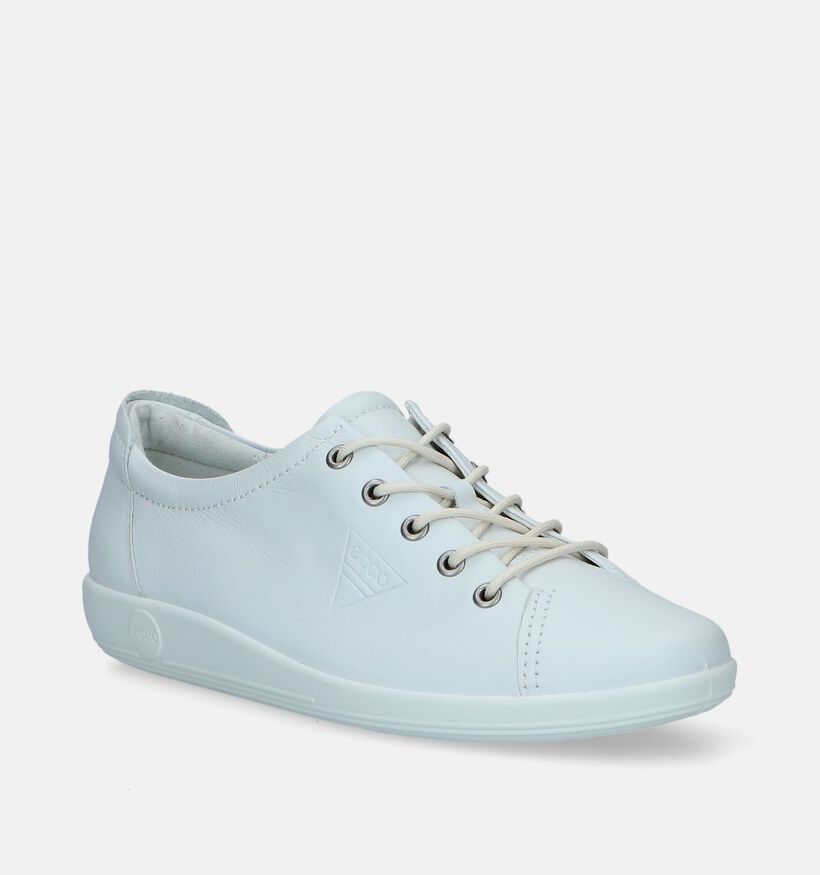 ECCO Soft 2.0 Witte Veterschoenen voor dames (307442) - geschikt voor steunzolen