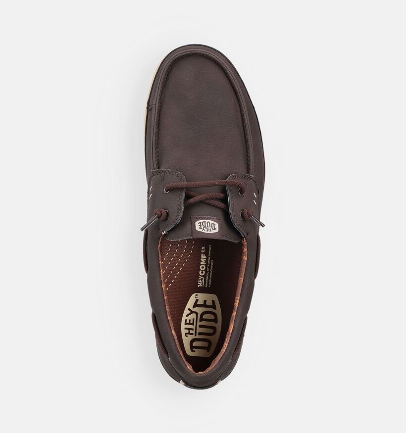 HEYDUDE Harbor Low Chaussures bateau en Brun fonc&eacute; pour hommes (370090) - pour semelles orthop&eacute;diques