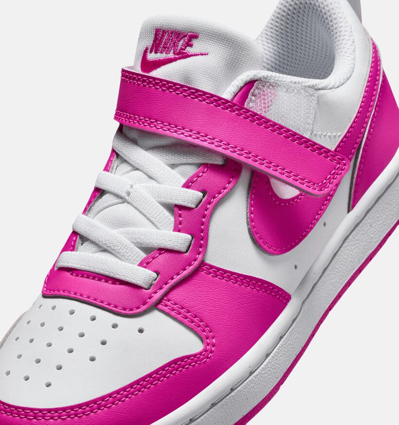 Nike Court Borough Low Sneakers Wit/Fuchsia voor meisjes (350501) - geschikt voor steunzolen