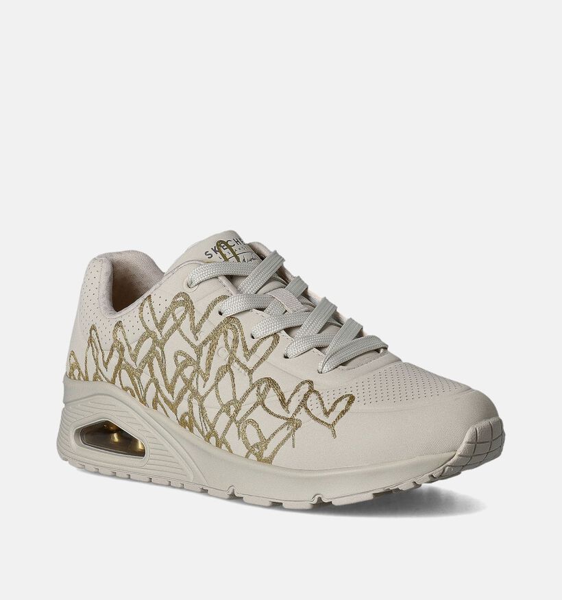 Skechers Uno Golden Heart Beige Sneakers voor dames (351892)