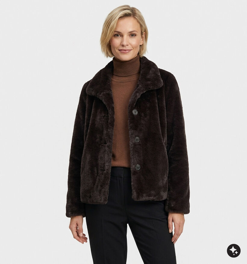 Barbara Lebek Donkerbruine Korte Jas voor dames (380691)