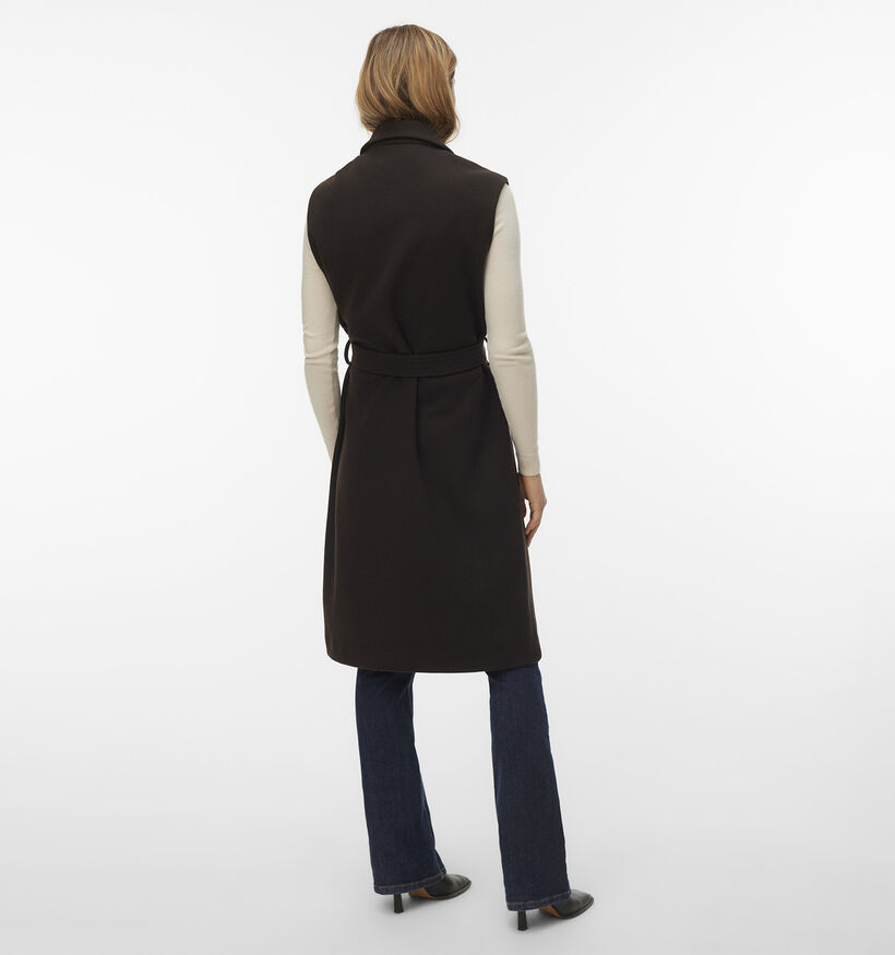 Vero Moda Fortuneaya Donkerbruine Mouweloze Lange Jas voor dames (377544)