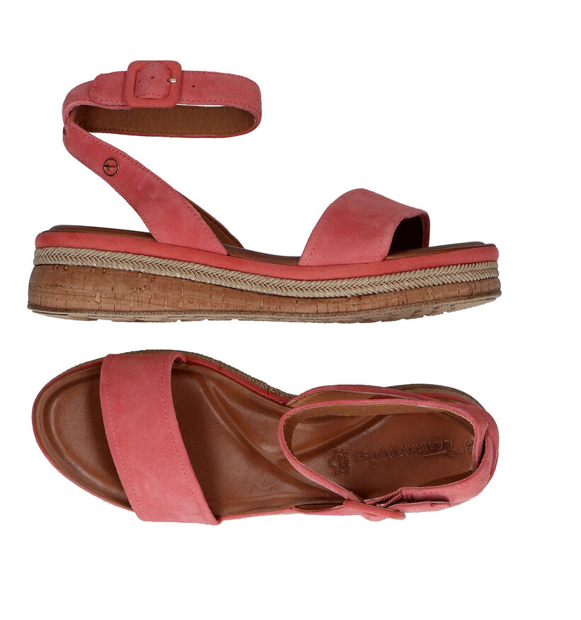 Tamaris Sandales compens&eacute;es en Rose en daim (289661)