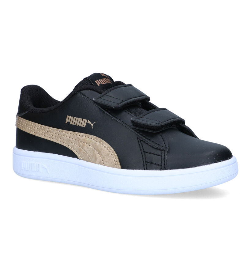 Puma Smash v2 Metallics Zwarte Sneakers in kunstleer (318765)