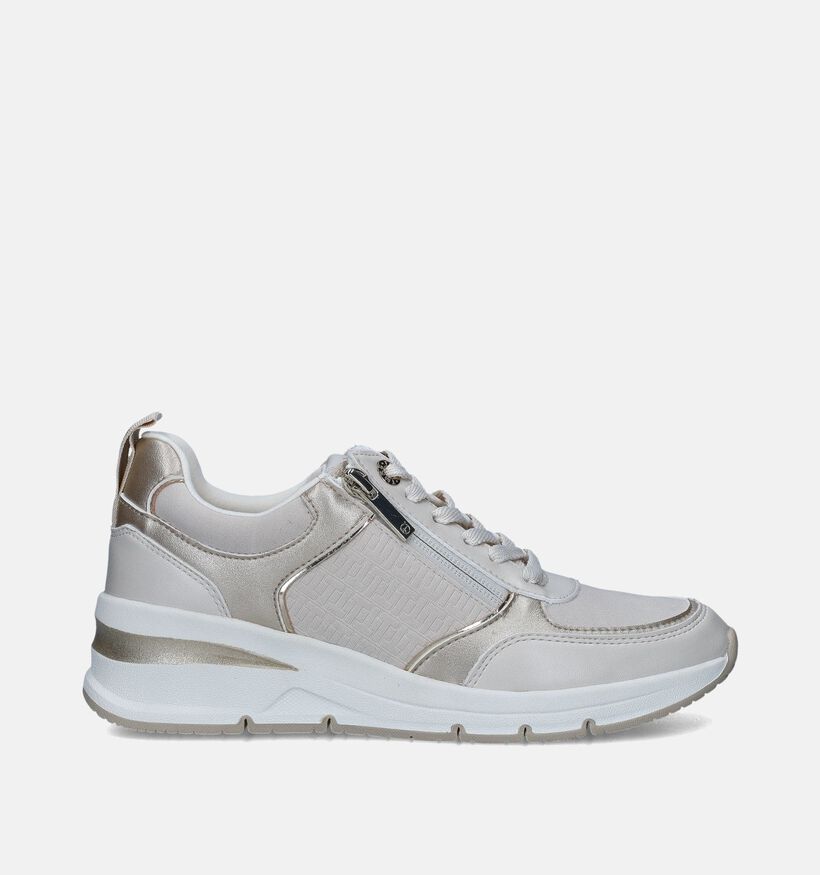 Tamaris Ecru Sneakers met sleehak voor dames (351515) - geschikt voor steunzolen