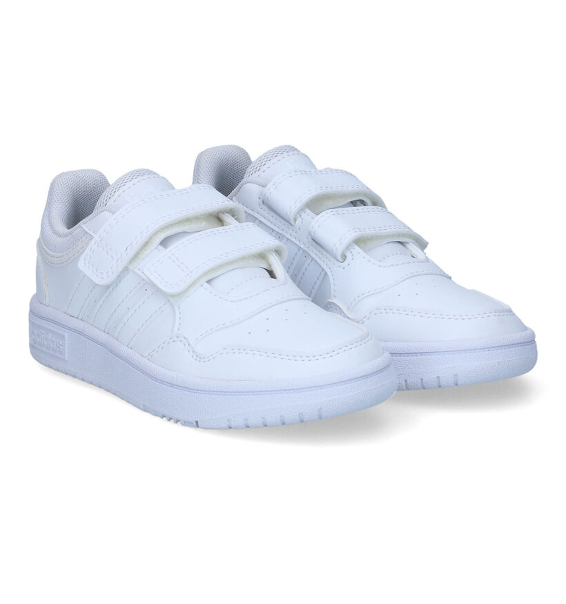 adidas Hoops 3.0 Baskets en Blanc pour garçons (318803) - pour semelles orthopédiques