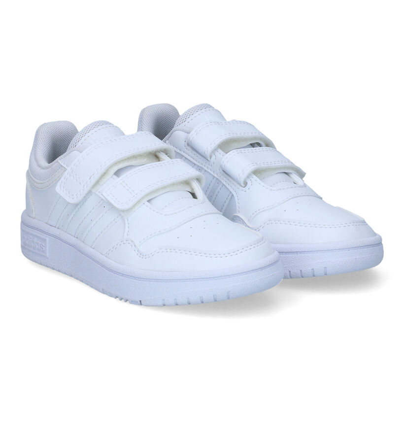 adidas Hoops 3.0 Witte Sneakers voor jongens (318803) - geschikt voor steunzolen