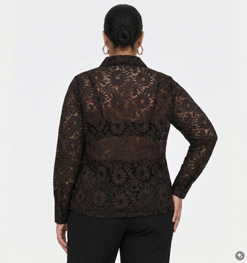 ONLY Carmakoma Zion Donkerbruine Blouse met Lange Mouwen voor dames (381917)