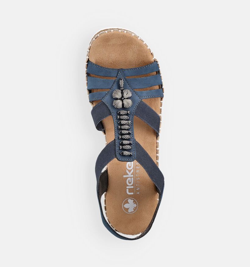 Rieker Sandales compens&eacute;es en Bleu fonc&eacute; pour femmes (370389)