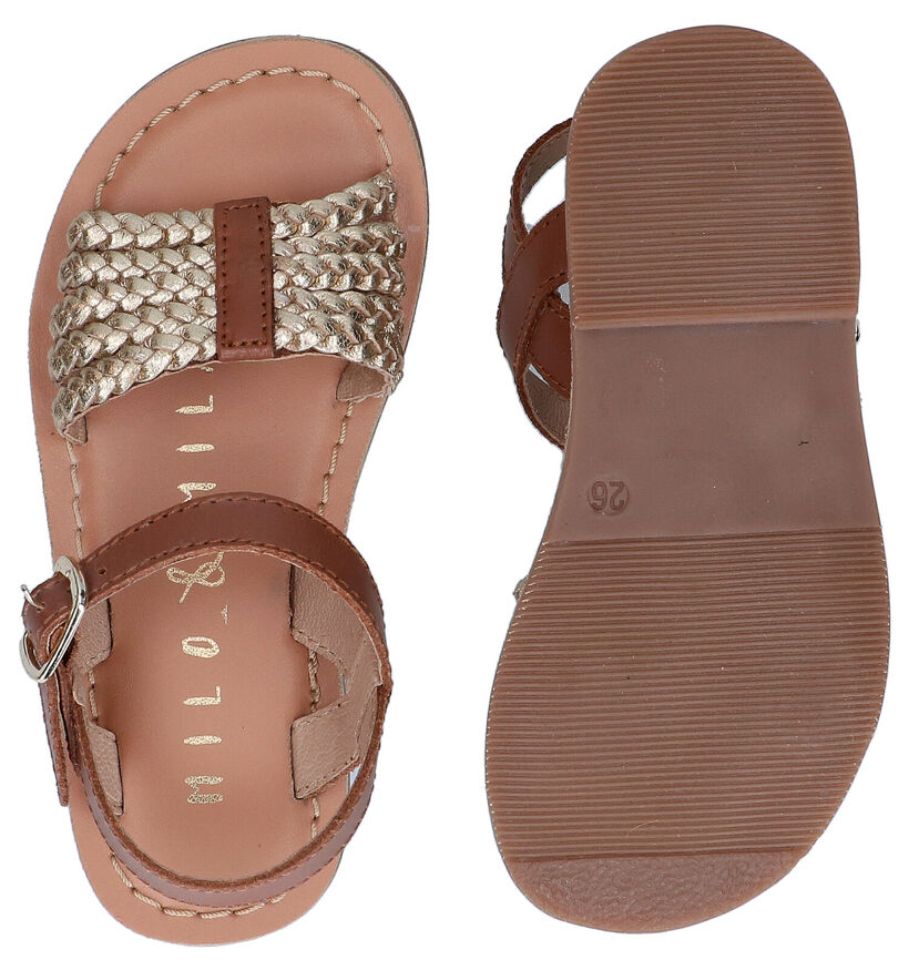 Milo & Mila Cognac Sandalen in leer (292038)