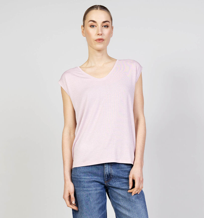 Pieces Billo Lurex T-shirt en Rose pour femmes (367084)