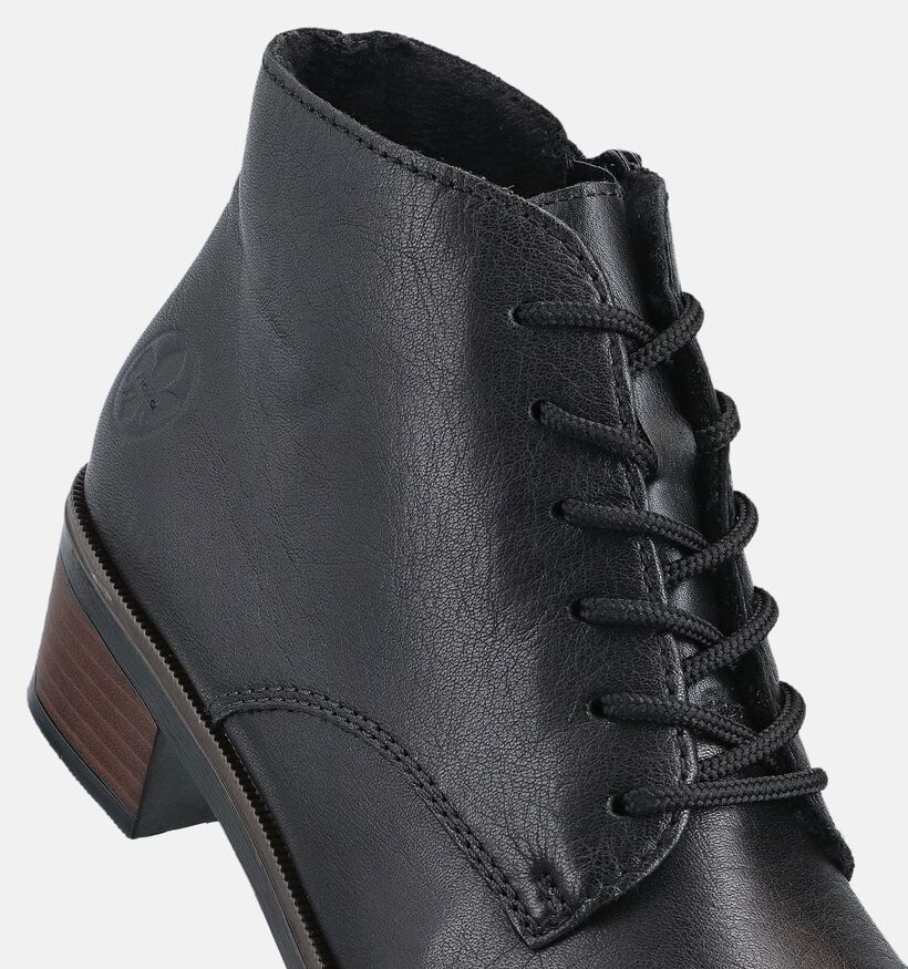 Rieker Zwarte Enkellaarsjes met veters Rieker Zwarte Veterlaarzen voor dames (363530)