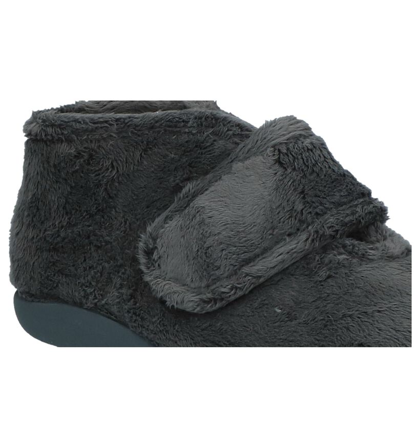 Via Limone Donker Grijze Pantoffels in faux fur (223821)