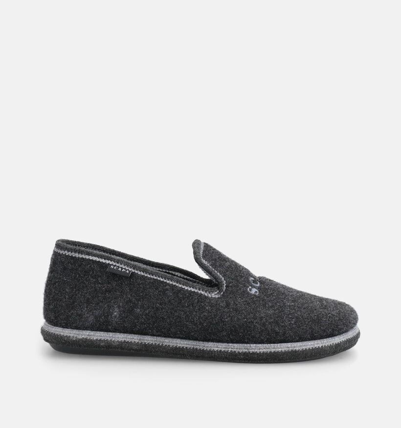 Scapa Pantoufles ferm&eacute;es en Gris fonc&eacute; pour hommes (380969) - pour semelles orthop&eacute;diques