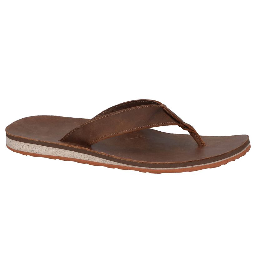 Teva Classic Flip Bruine Teenslipperrs in leer (270484)